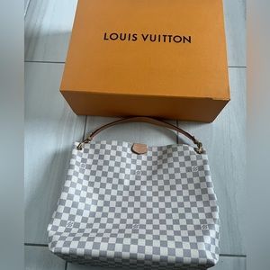 Authentic Louis Vuitton Graceful MM Damier Azur Rose Ballerine